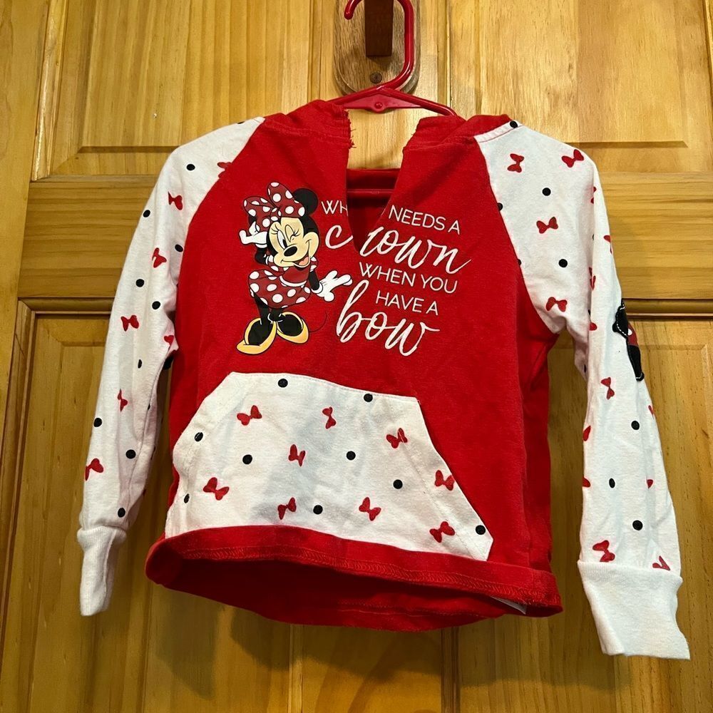 Minnie Mouse Who Needs a Crown When You Have a Bow red/white hoodie size 3T